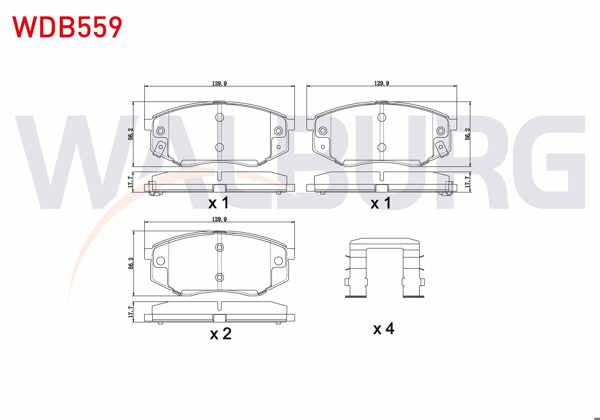 WALBURG WDB559 | Fren Balata Ikazlı On Hyundai Ix35 (Lm) 2.0 CRDI 18 Jant 4X4 17.60mm 2010 -