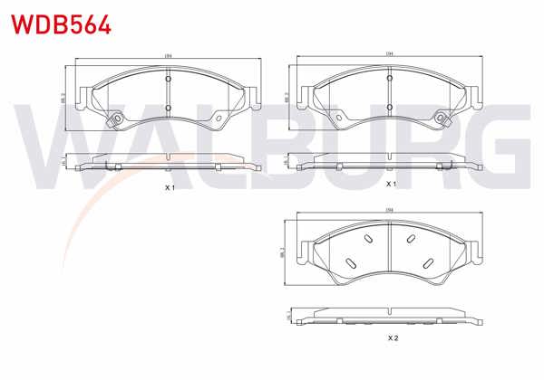 WALBURG WDB564 | Fren Balata Ön Ikazlı Ford Ranger (Tke) 2.2 TDCI 4X4 2011-/ Ranger (Tke) 2.5 TDCI 4X4 2011-/ Ranger 3.0 TDCI 4X4 2011-/ Mazda Bt-50 2.5 Cd 4X4 2006 -