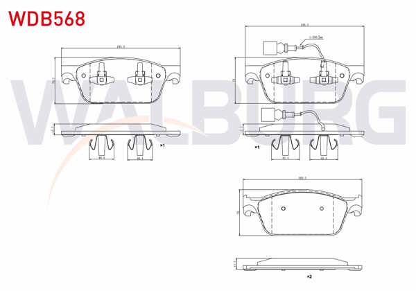 WALBURG WDB568 | Fren Balata Ön Fişli Volkswagen Transporter VI 2.0 TDI 102 Hp 2009-/ Transporter VI 2.0 TDI Bıtdı 180 Hp 2009-/ Transporter VI 2.0 TDI 140 Hp 2009 -