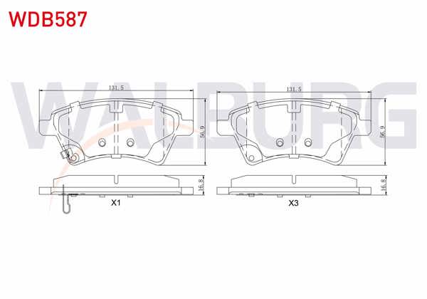 WALBURG WDB587 | Fren Balata Ön Suzuki Sx4 (Gy) 1.5 Vvt-I 2006-2013 / Sx4 (Gy) 1.6 4X4 2006-2013 / Fiat Sedıcı 1.6 16V 2006 -