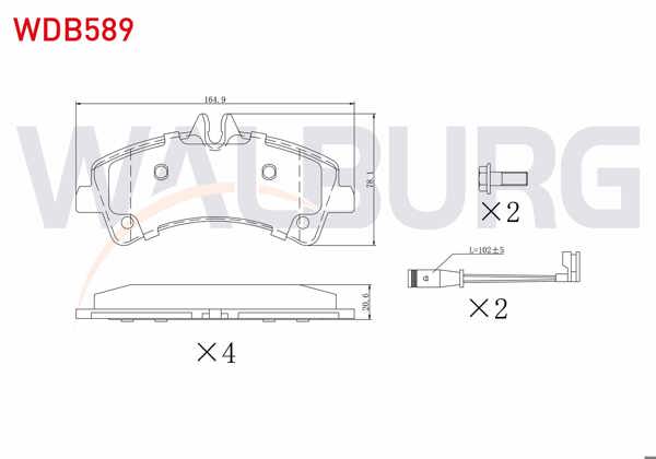 WALBURG WDB589 | Fren Balata Arka Fişli Mercedes Sprinter 5T (906) 515 CDI Çift Teker 2006-2009 / VW Crafter 30-35 2.5 TDI Çift Teker 2006-2016 / Crafter 30-35 2.0 TDI Çift Teker 2006-2016