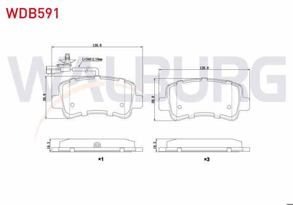 WALBURG WDB591 | Fren Balata Arka Fişli Renault Master III (Fv) 2.3 DCI 2010-/ Master III (Fv) 2.5 DCI 2010-/ Opel Movano B 2.3 DCI 2010 -