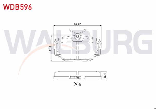 WALBURG WDB596 | Fren Balata Arka Land Rover Discovery (Lj,Lt) 2.5 TDI 1994-2004 / Discovery (Lj,Lt) 4.0 V8 1994-2004