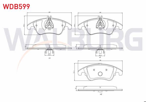 WALBURG WDB599 | Fren Balata Ön Mercedes C Serisi (W204) C 220 CDI 2007-2014 / C 320 CDI 2007-/ E Serisi (W212) E 180 2009-/ E 200 2009-/ E 220 CDI 2009-/ E 250 CDI 2009-/ CLS (C218) CLS 350 CDI 2012-/ CLS 250 CDI 2012 -