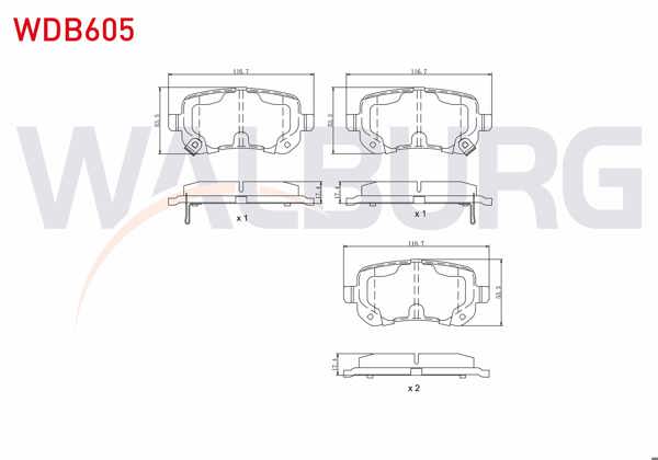 WALBURG WDB605 | Fren Balata Arka Ikazlı Fiat Freemont (Jf) 2.0 Mjt 170 Hp 2011-/ Chrysler G.Voyager 3.3İ 2008-/ Jeep Wrangler III 2.8 CRDI 2007-/ Dodge Nitro 2.8 Crd 2007-/ Dodge Journey 2.0 Crd 2008 -