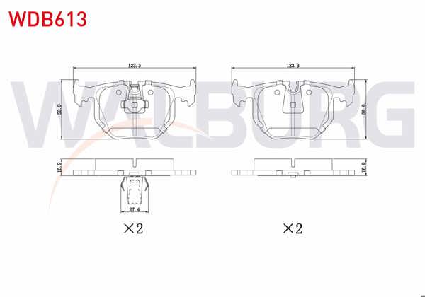WALBURG WDB613 | Fren Balata Arka Land Rover Rangerover III 3.0 TD 6 2002-2012 / BMW X5 3.0 D 2000-2007 / (E53) 3.5 Xd 2000-2007 / (E53) 4.4 2000-2007 / BMW X3 (E83) 2.0 D 2004-2010 / (E83) 3.0 D 2004-2010 / (E83) 2.5 2004-2010