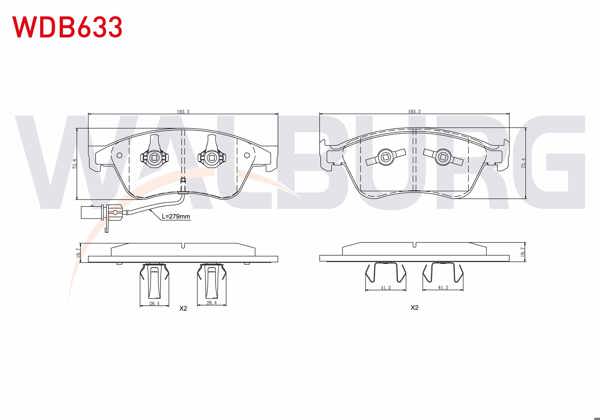 WALBURG WDB633 | Fren Balata Ön Fişli Audi A8 (4E_) 3.0 TFSI 2003-2010 / Audi A8 (4E_) 4.2 V8 TDI 2003-2010 / Audi A8 (4E_) 3.7 2003-2010