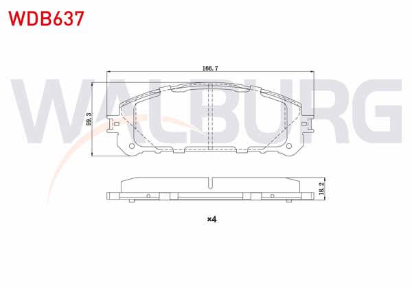 WALBURG WDB637 | Fren Balata Ön Tel Delikli Toyota Rav4 IV (Zsa4,Ala4) 2.0 Vvt-I-2.0 D-4D 4X4 2012-/ Lexus Nx (_Z1_) 2.5 2014-/ Rx (_L2_) 450H 3.5 T 2015-/ Es VII (Z10_, _A10_, _H10_) 2.5 Hybird 2018 -