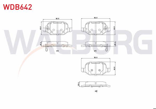 WALBURG WDB642 | Fren Balata Arka Fiat 500L 1.6 Mjt 2012-/ 500L 1.3 Mjt 2012-/ 500L 0.9 2012-/ 500L 1.4 2012 -