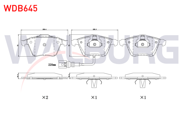 WALBURG WDB645 | Fren Balata Ön Fişli Audi Tt (8J3) 2.0 TDI 2006-2013 / (8J3) 2.0 TFSI 2006-2013 / (8J3) 1.8 TFSI 2006-2013 / VW Golf VI 2.0 TDI 2008-2013 / Golf VI 2.0 TSI 2008-2013