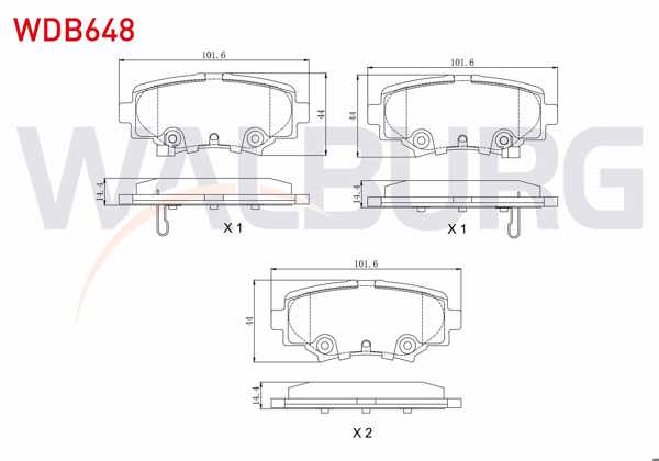 WALBURG WDB648 | Fren Balata Arka Ikazlı 13.8mm Mazda 3 (Bm) Skyactıve G100-G120-G165-D150 2013 -