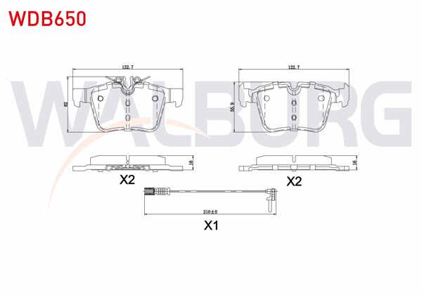 WALBURG WDB650 | Fren Balata Fişli Arka Mercedes C Serisi (W205) C 200 Bluetec 2014-/ C 220 Bluetec 2014-/ C 250 Bluetec 2014 -