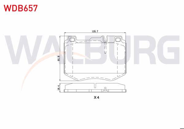 WALBURG WDB657 | Fren Balata Ön Mercedes C Serisi (W205) C 250 Cgı 2014-/ C 250 Bluetec 2014-/ C 300 Bluetec 2014-/ E Serisi (W213) E 200 2016-/ E 220 D 2016-/ Glc (X253) 250 2015 -