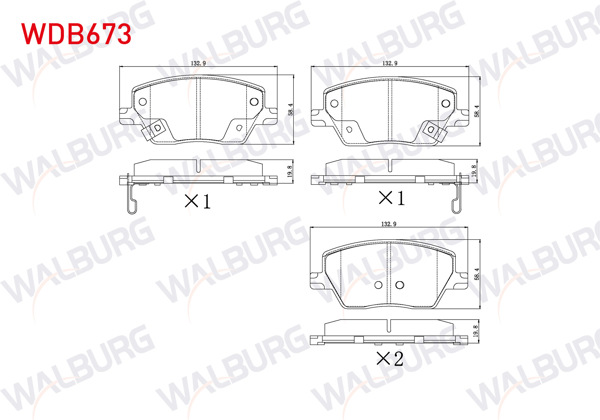 WALBURG WDB673 | Fren Balata Ön Ikazlı Fiat Egea 1.3 Mjt-1.6 Mjt-1.4 16V-1.6 16V 2015-/ 1.6 2020 -