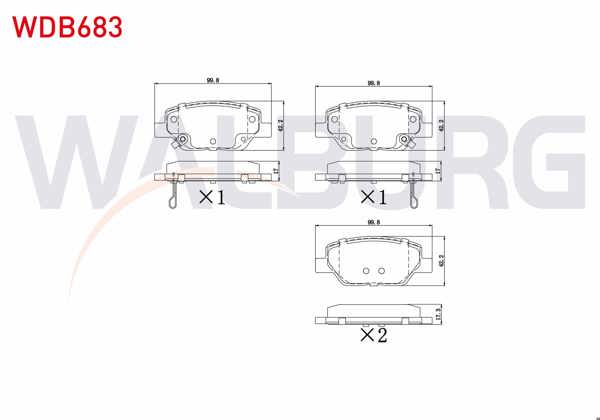 WALBURG WDB683 | Fren Balata Arka Ikazlı Fiat Egea 1.3 Mjt 2015-/ Egea 1.6 Mjt 2015-/ Egea 1.4 16V 2015-/ Egea 1.6 16V 2015 -