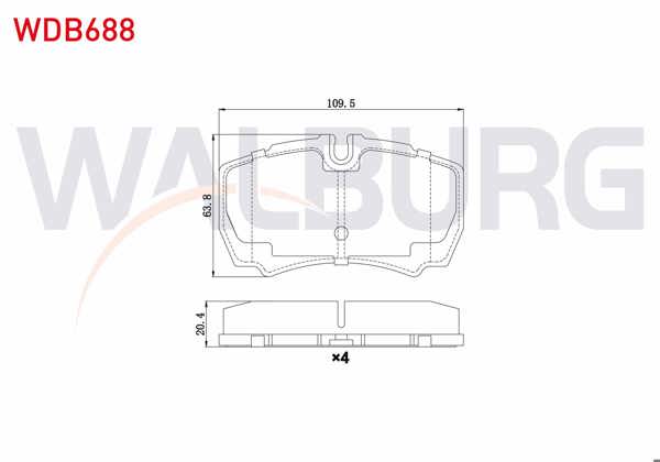 WALBURG WDB688 | Fren Balata Arka Ford Transit (V347) 2.4 TDCI 2006-2014 / 3.2 TDCI 2006-2014 / Iveco Daily III 2.8İ 1999-2006 / Daily IV 2.3İ 2006-2011 / Daily V 2.3İ 2011-2014 / Daily V 3.0 2011-2014