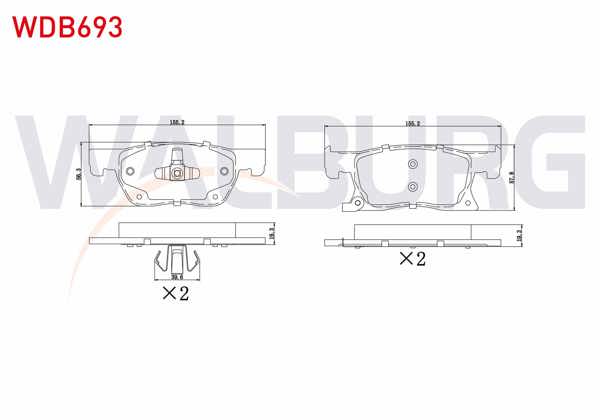 WALBURG WDB693 | Fren Balata Ön Ikazlı Opel Astra K 1.6 CDTI 15 Jant 2015-/ Astra K 1.4İ Turbo 15 Jant 2015 -