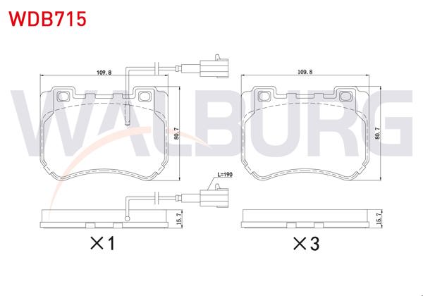 WALBURG WDB715 | Fren Balata Fişli On Alfa Romeo 159 1.8 Mpı-1.8 Tbı-1.9 Jtdm-1.9 Jtb-2.0 Jtdm 2006-2011