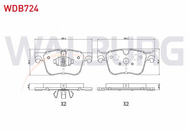 WALBURG WDB724 | Fren Balata Ön Peugeot 3008 16-/ 508 II 18-/ 5008 II 16-/ Partner 18-/ Rifter 19-/ Toyota Proace 2019-/ Citroen C4 Picasso 13-/ Berlingo 16-/ C5 Aircross 18-/ Opel Grandland 17-/ Combo E 18-/ Ds 7 17 -
