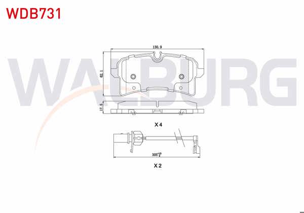 WALBURG WDB731 | Fren Balata Arka Fişli Audi A8 (4H_) 3.0 TDI 2009-/ 3.0 TFSI 2009-/ 4.2 TDI 2009-/ 2.0 TFSI 2009-/ 4.0 TFSI 2009-/ 4.2 FSI 2009 -
