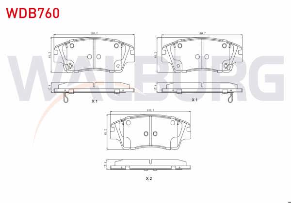 WALBURG WDB760 | Fren Balata Ön Ikazlı Tel Delikli Hyundai Tucson (Tle) 1.6 T-GDI 2015-/ Tucson (Tle) 1.6 GDI 2015-/ Tucson (Tle) 2.0 CRDI 2015-/ Kia Sportage (Ql) 1.6 GDI 2015-/ Sportage (Ql) 2.0 CRDI 2015 -