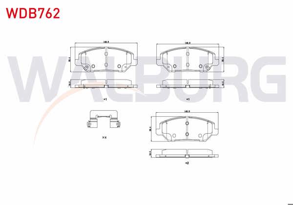 WALBURG WDB762 | Fren Balata Ön Ikazlı Tel Delikli Hyundai i30 (Pde, Pd) 1.6 CRDI 2016-/ i30 (Pde, Pd) 1.4 Mpı 2016-/ Kia Ceed 1.6 CRDI 2006-2012