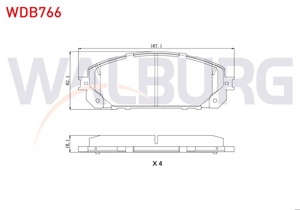 WALBURG WDB766 | Fren Balata Ön Tel Delikli Jeep Cherokee (Kl) 2.0 Crd 2014-/ Cherokee (Kl) 3.2 V6 2014 -