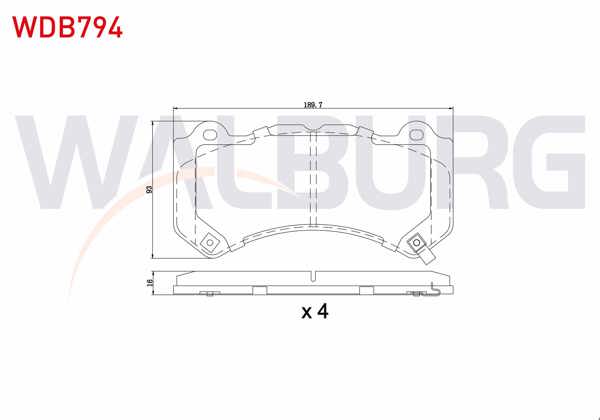 WALBURG WDB794 | Fren Balata Ön Ikazlı Jeep Grand Cherokee IV (Wk,Wk2) 3.0 Crd 2010 -