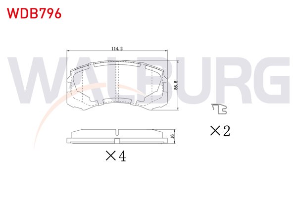 WALBURG WDB796 | Fren Balata Ön Mitsubishi Lancer (Csw) 1.6 15.5mm 2003-2008