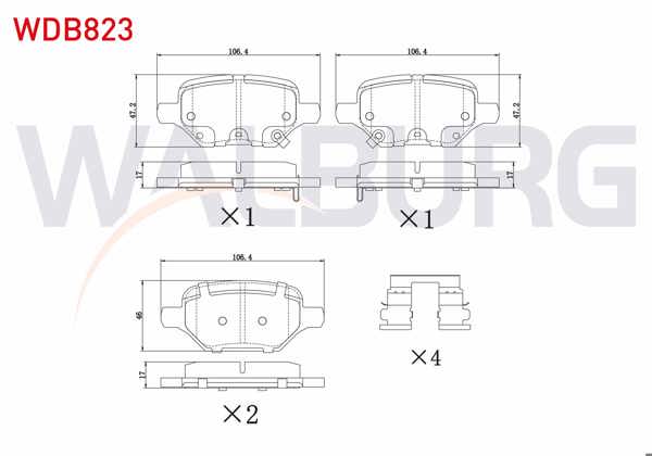 WALBURG WDB823 | Fren Balata Arka Ikazlı Opel Mokka 1.4-1.6-1.6 CDTI 2012 -