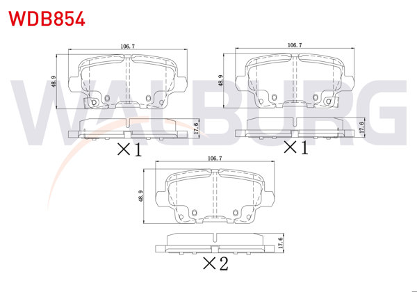 WALBURG WDB854 | Fren Balata Arka Ikazlı Opel Insignia B (Z18) 1.5 T-1.5 D-1.6 CDTI-2.0 CDTI 2017 -