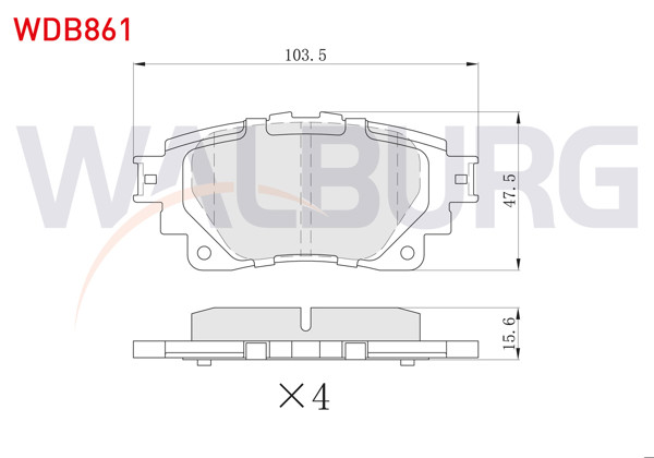 WALBURG WDB861 | Fren Balata Arka Toyota Corolla 2019-/ Rav 4 V 2018-/ Yaris Cross 2020 -