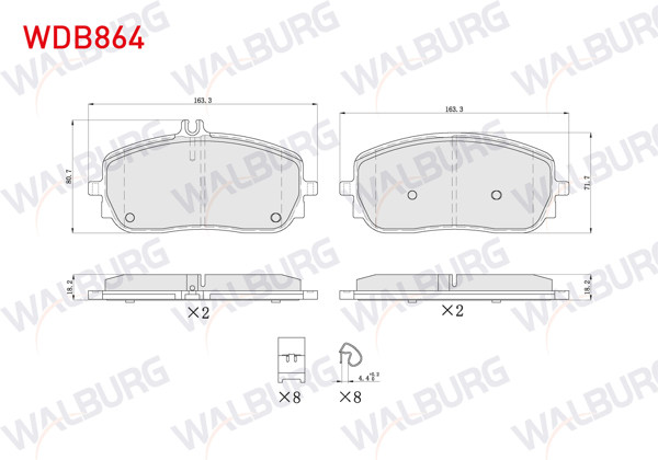 WALBURG WDB864 | Fren Balata Ön Ikazlı Mercedes A Serisi (W177) 2018-/ CLA (C118) 2019 -