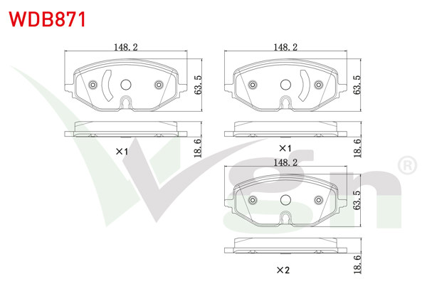 WALBURG WDB871 | Fren Balata Ön VW Golf VIII 2020-/ Skoda Octavia IV 2019-/ Seat Leon 2019 -