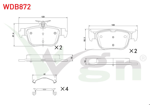 WALBURG WDB872 | Fren Balata Arka 272mm Disk VW Golf VIII-Caddy V 2020-/ Skoda Octavia IV (Nx3) 2020-/ Seat Leon (Kl1) 2019-/ Audi A3 Sportback (8Ya) 2019 - | 1 Adet