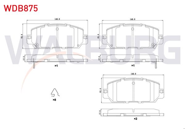 WALBURG WDB875 | Fren Balata Ön Ikazlı Honda Cr-V V 2016 -