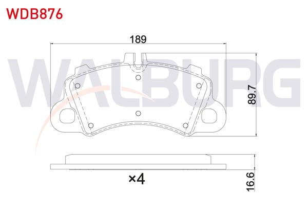 WALBURG WDB876 | Fren Balata Ön Porsche Macan (95B) 2014-/ Cayenne (9Ya) 2.9 3.0 4.0 2017-/ Cayenne Coupe (9Yb) 4.0 2019 -