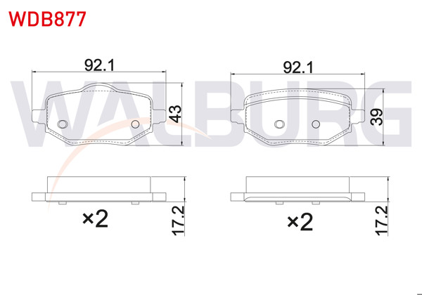 WALBURG WDB877 | Fren Balatası Arka Peugeot 208 II-2008 II-Ds3 Crossback 1.2 Puretech-1.5 Bluehdı 2019-/ Opel Corsa F 1.2-1.5 D 2019-/ Citroen C4 X