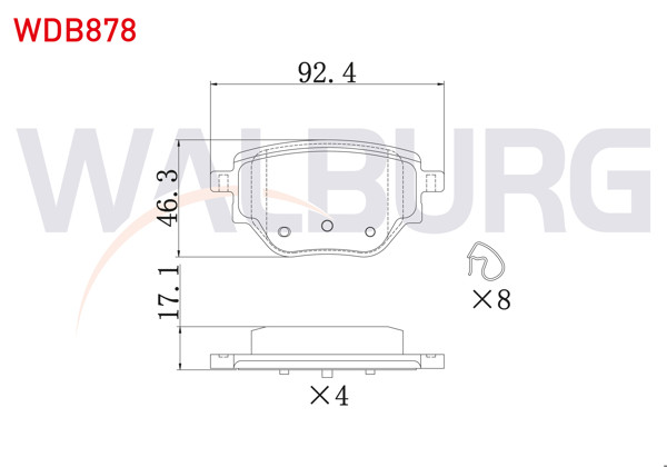 WALBURG WDB878 | Fren Balatası Arka Peugeot 208 II-2008 II 1.2 Puretech-1.5 Bluehdı 2019-/ Opel Corsa F 1.2-1.5 D 2019-/ Citroen C4 X