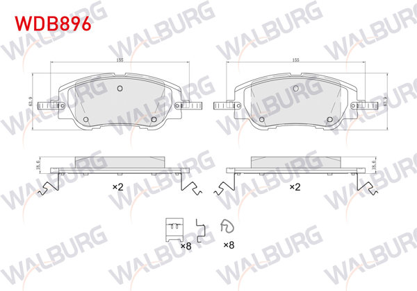 WALBURG WDB896 | Fren Balata Ön Peugeot 208 II 2019-/ 2008 II 2019-/ Citroen C4 III 2020-/ C4 X 2022 -