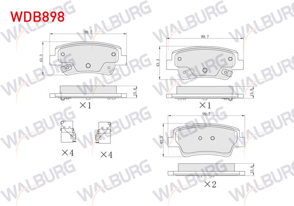 WALBURG WDB898 | Fren Balata Arka Ikazlı Hyundai Elantra 2021-/ i20- i30 2021 -