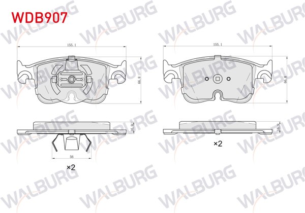 WALBURG WDB907 | Fren Balata Ön Volkswagen Golf VIII-Caddy V 2020-/ Audi A3 2020-/ Cupra Formentor