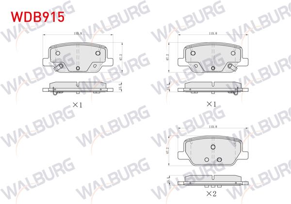 WALBURG WDB915 | Fren Balata Arka Ikazlı Hyundai Santa Fe IV 2018 -