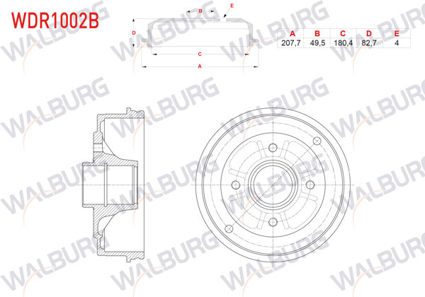 WALBURG WDR1002B | Fren Kampanası Arka Rulmanlı 4 Delik Renault 9 1.4 1985-2000 / Renault 11 1.7 1983-1995