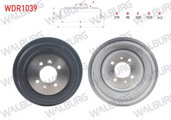 WALBURG WDR1039 | Fren Kampanası Arka 4 Delik Renault Kangoo 1.5 DCI 1998-2008
