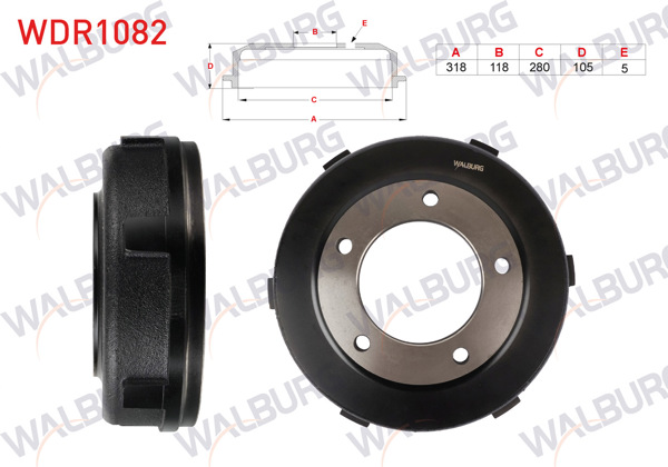 WALBURG WDR1082 | Fren Kampanası Arka Ford Transit (V184) Tek Teker