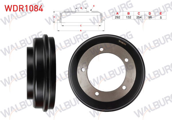 WALBURG WDR1084 | Fren Kampanası Arka Ford Transit (T12) Tek Teker