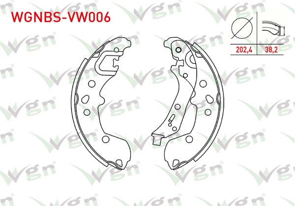 WGN WGNBS-VW006 | Fren Pabuç Balata Arka Levyelı 202,4X38,2mm Volkswagen Polo (Aw1) 2018-/ Seat Ibiza V (Kj1) 2017 -