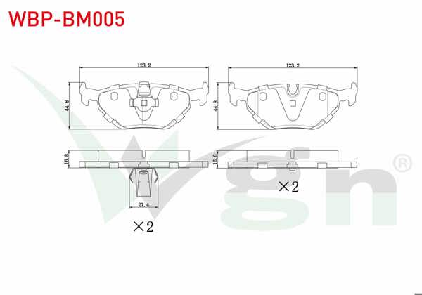 WGN WBP-BM005 | Fren Balata Arka BMW 5 Serisi (E39) 520 İ 1995-2003 / (E39) 523 İ 1995-2003 / (E39) 525 D 1995-2003 / (E39) 518 İ 1995-2003 / (E39) 525 İ 1995-2003 / (E39) 530 D 1995-2003 / (E39) 530 İ 1995-2003