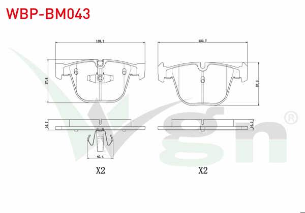 WGN WBP-BM043 | Fren Balata Arka BMW 5 Serisi Gran Turısmo (F07) 520 D 2009 -